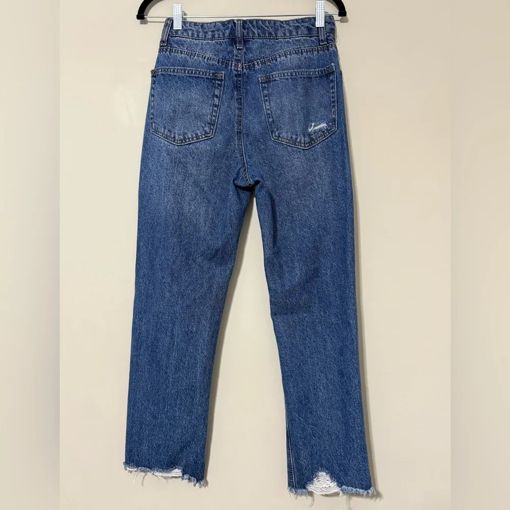 Vanilla Star size 5 90’s boyfriend distressed high waist blue jeans 5 buttons - Image 2