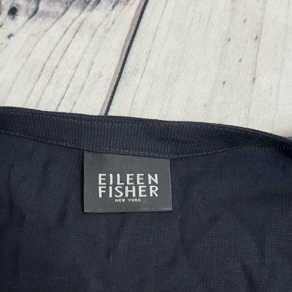 Eileen Fisher Boxy Black Ribbed Casual Cardigan Women Sz Medium Lagenlook USA - Image 13