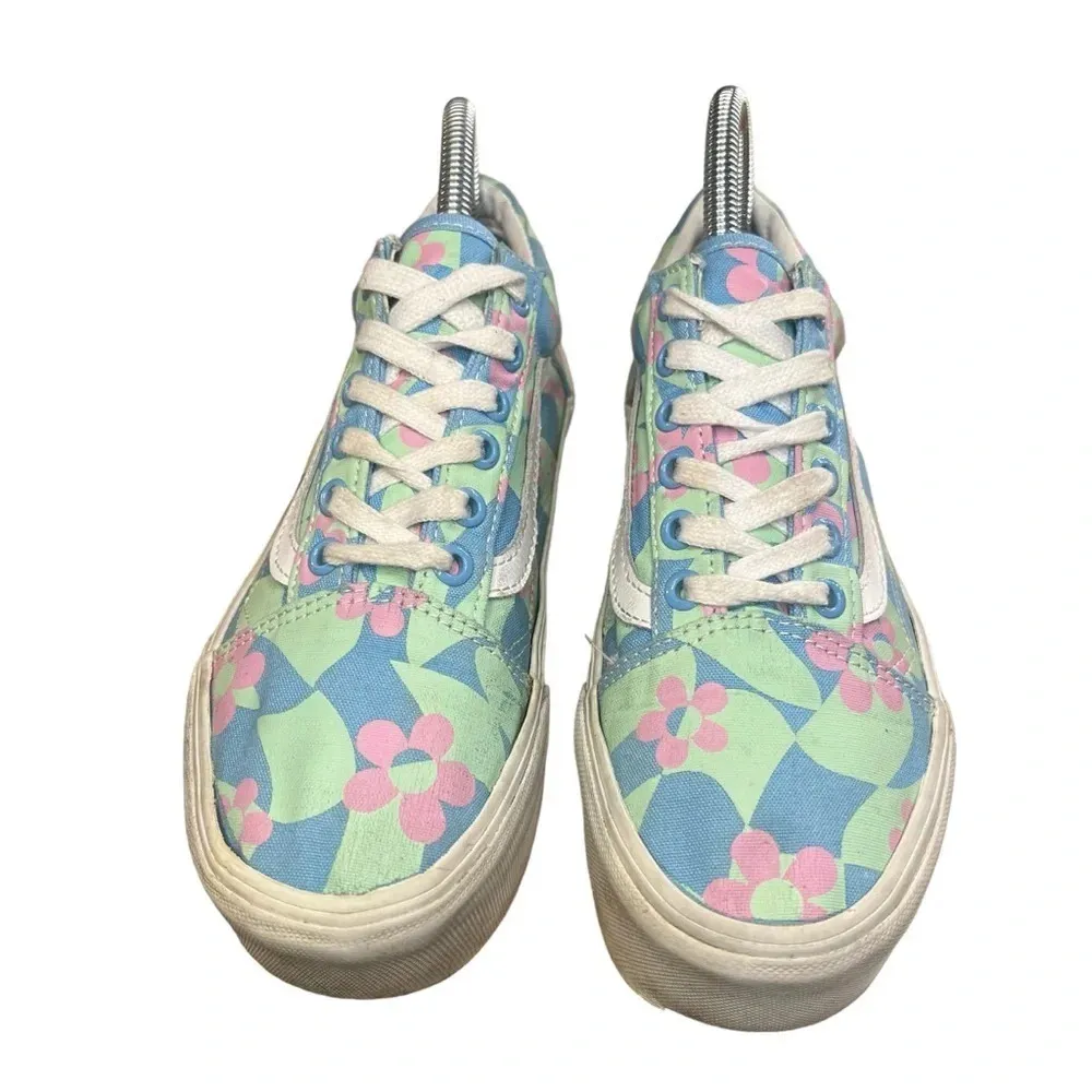 Vans X Awake NY Old Skool Stackform Platform‎ Checkerboard Floral Sneakers W6.5 - Image 6