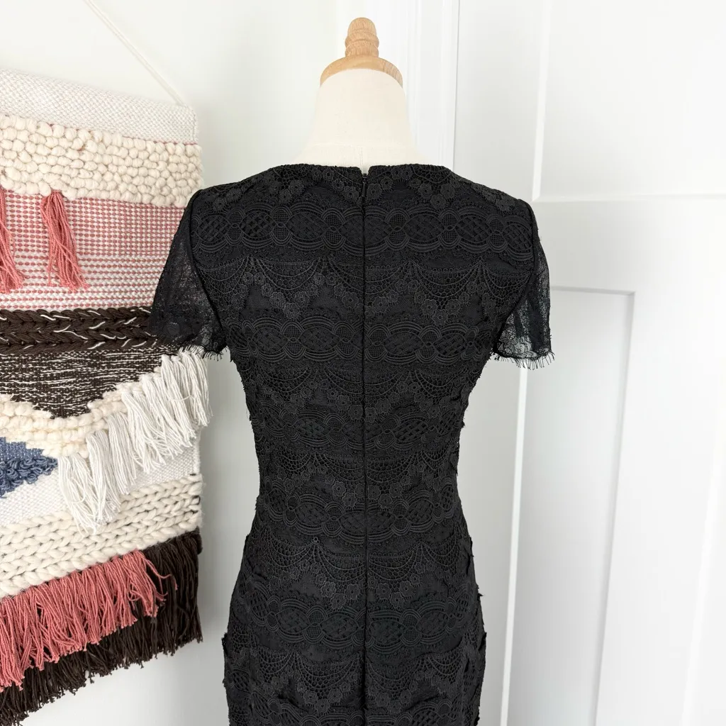 Monique Lhuillier Crochet Lace Trumpet Gown Dress Black Sz 4 NWT - Image 9