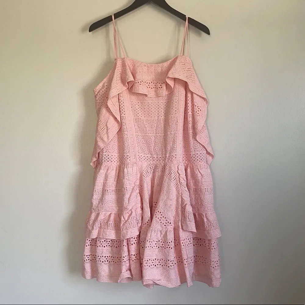Nwt NEEDLE & THREAD Deconstructed Broderie Dress Pink Medium - Image 3