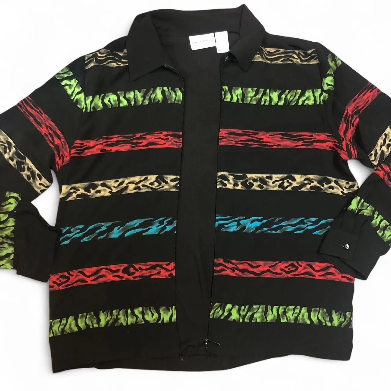 Vintage Alfred Dunner Sheer Animal Print Zip - Image 4