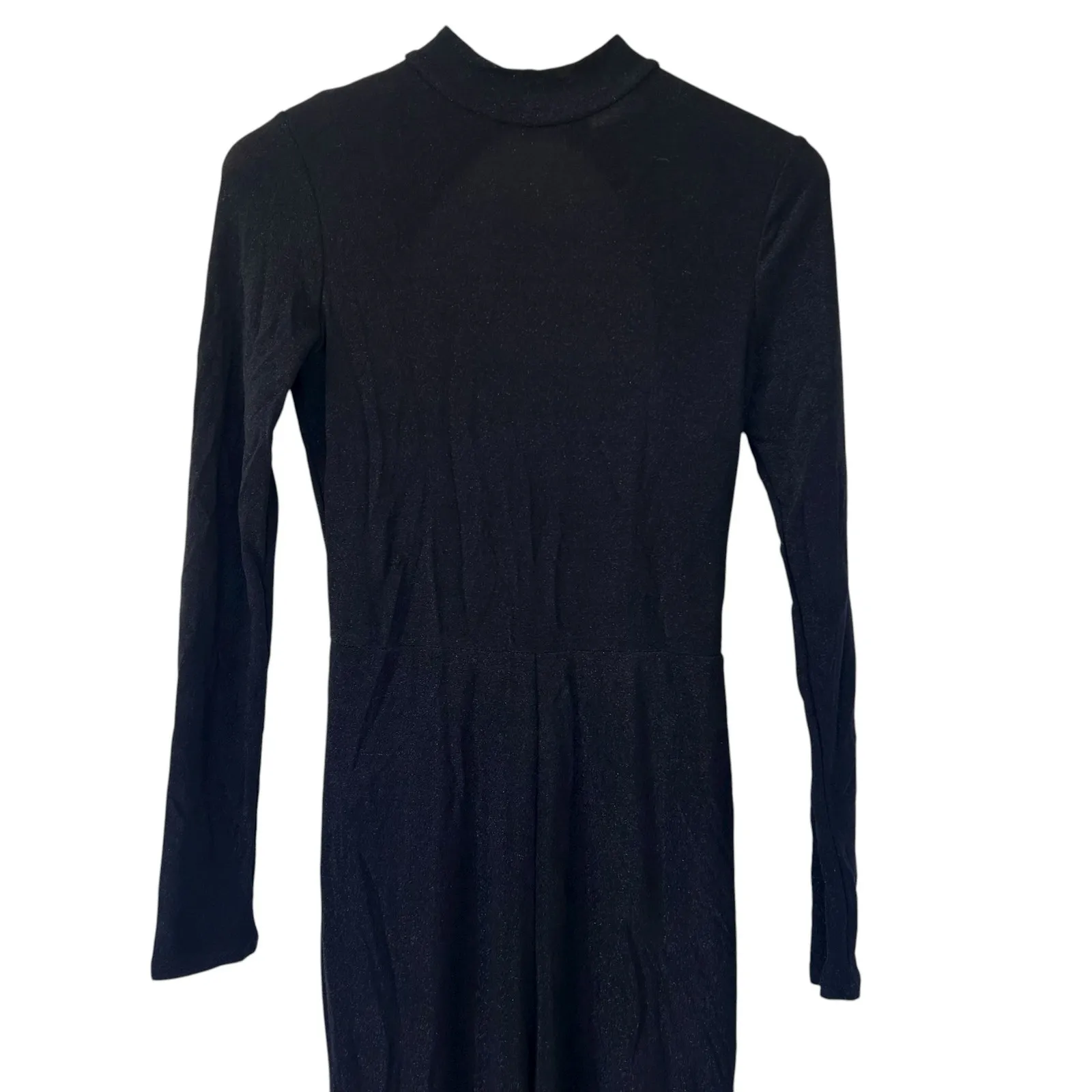 Superdown Black Sparkly Long Sleeve Flare Jumpsuit Sz M - Image 2