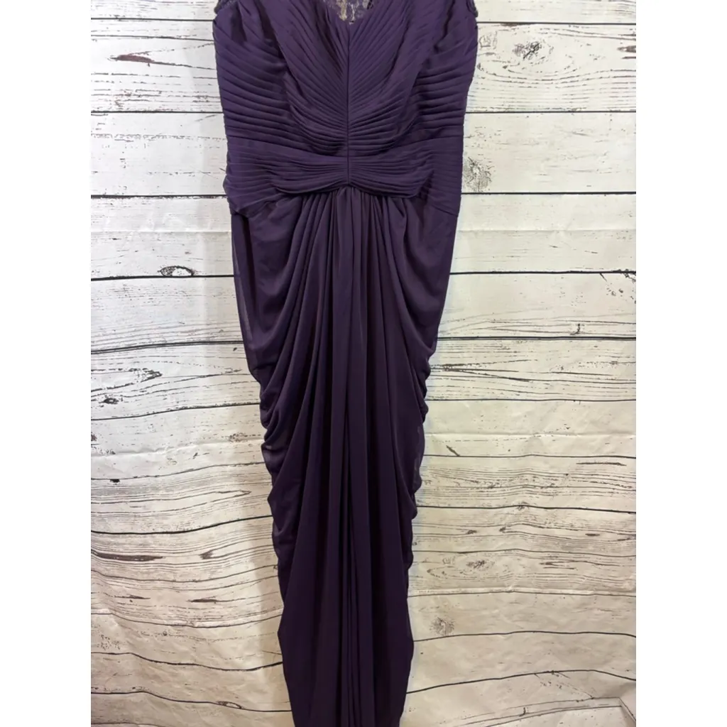 Women's Adrianna Papell Purple Lace Ruched Formal Gown Dress US 8 - Image 4