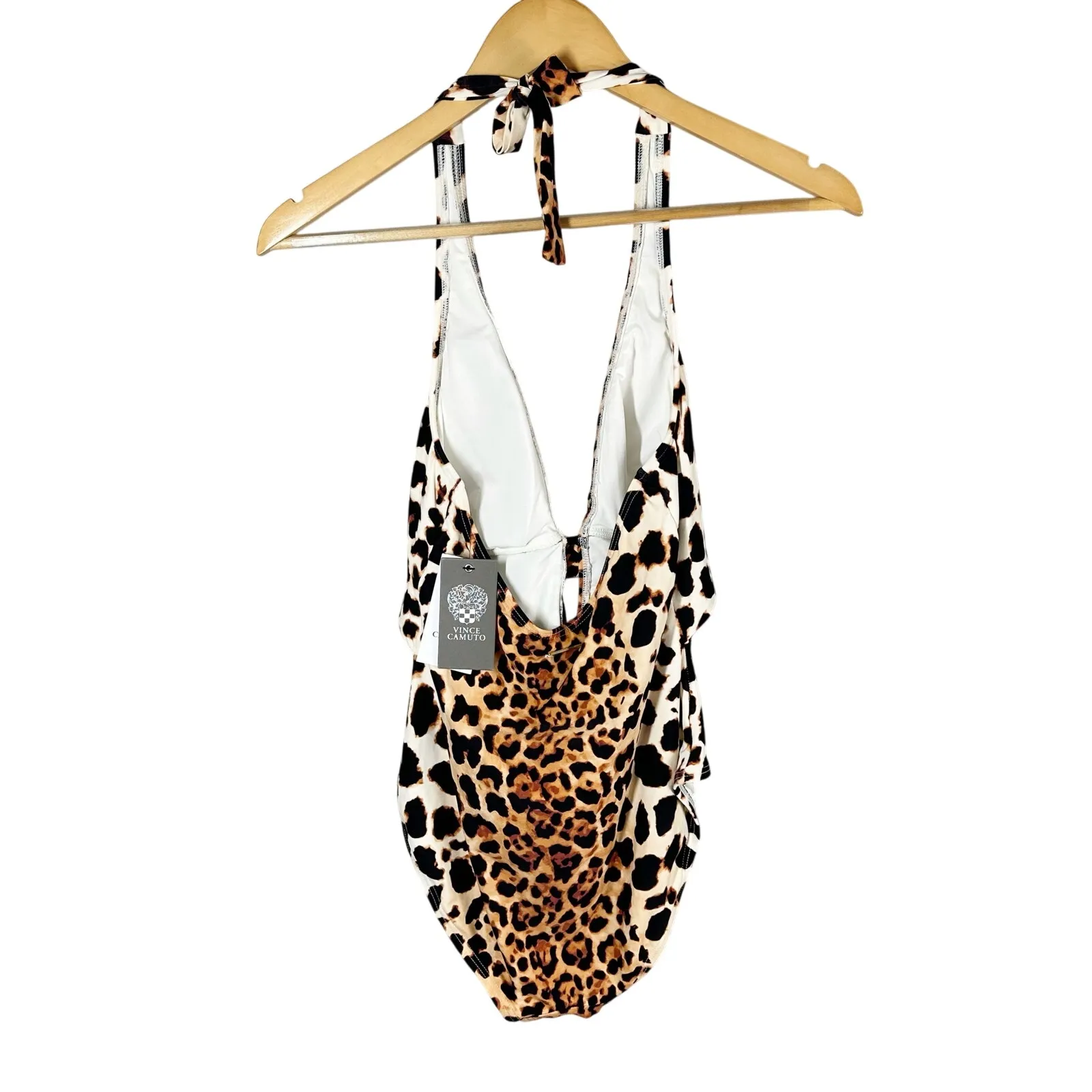 Vince Camuto Standard Tie Front Halter One Piece Swimsuit Size 10 - Image 2