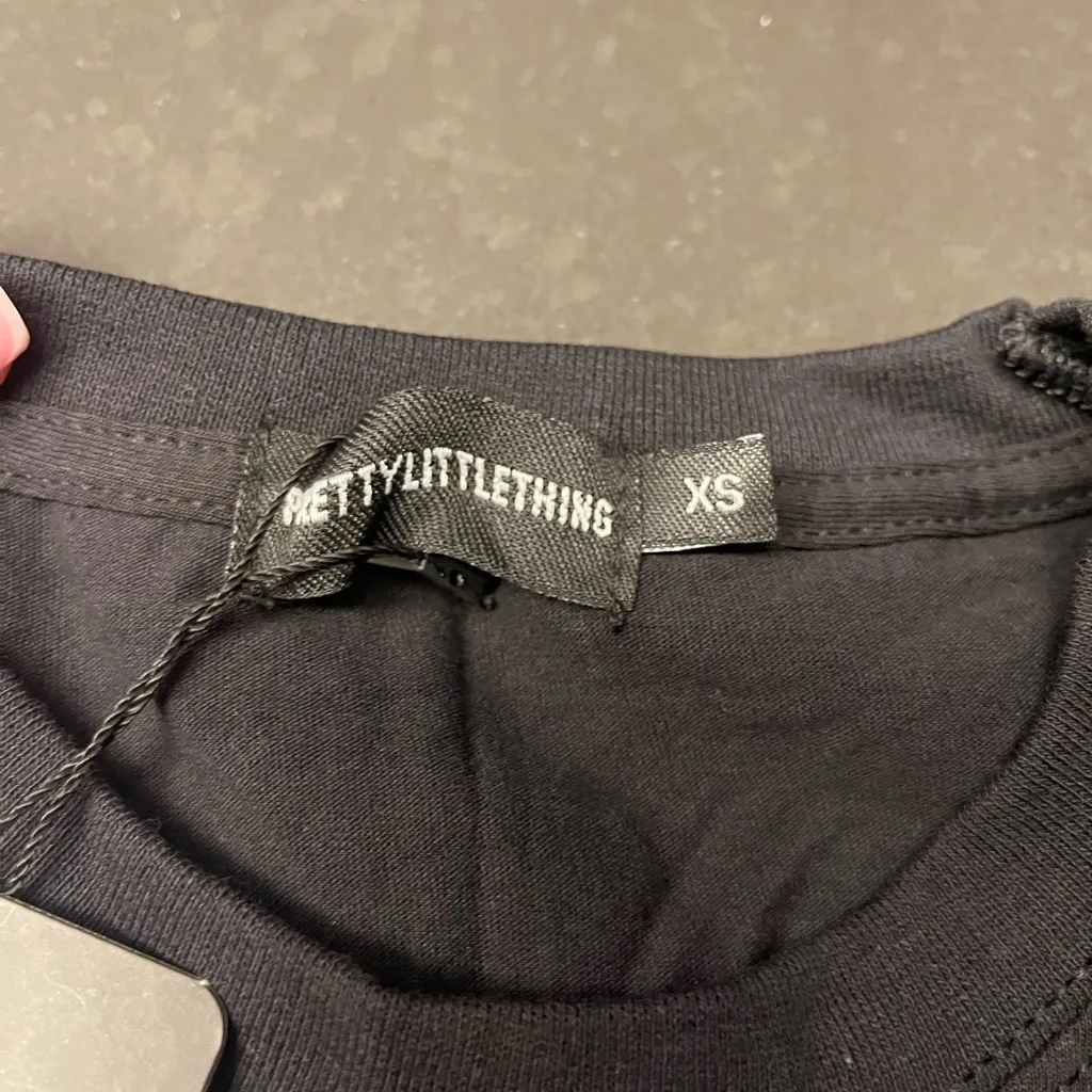 NWT PLT Washed Black New York Downtown Slogan Printed Long Sleeve T Shirt XS - Image 4