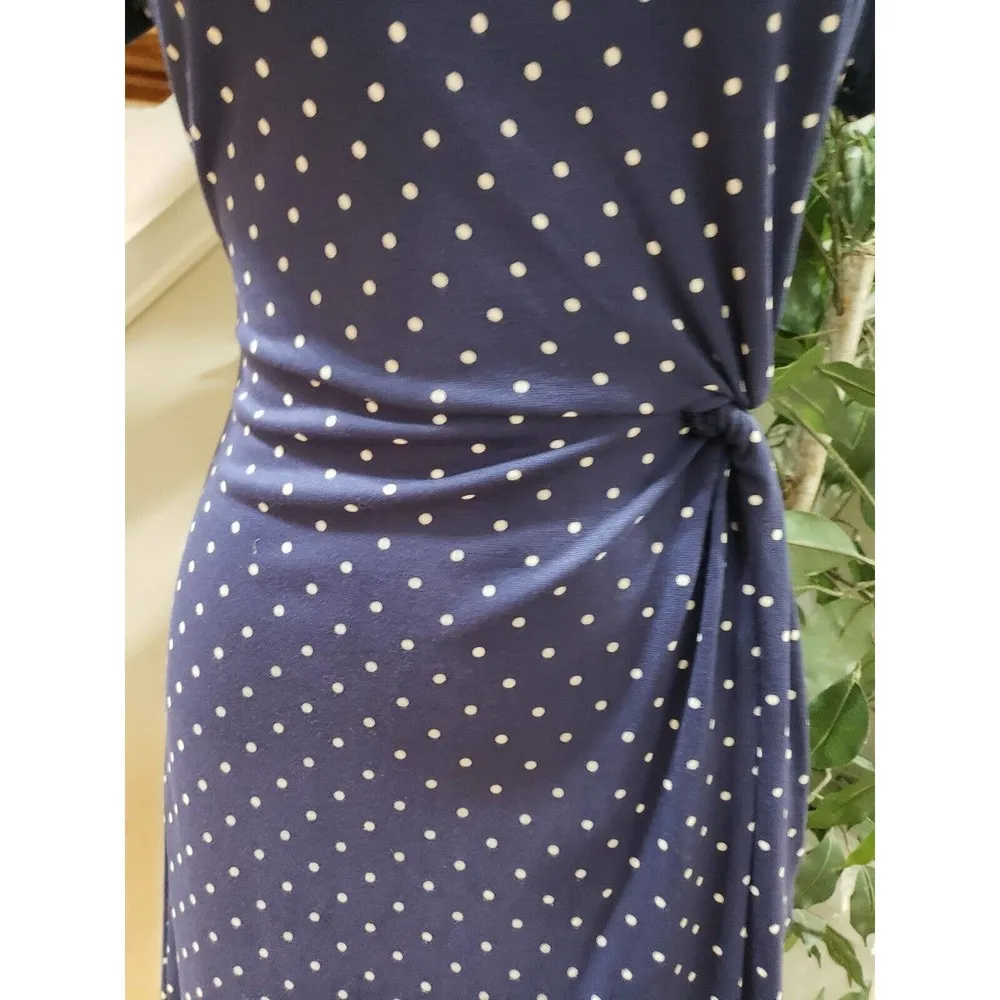 Old Navy Women Blue Polka Dots Round Neck Short Sleeve Knee Length Dress Sz XS P - Image 3