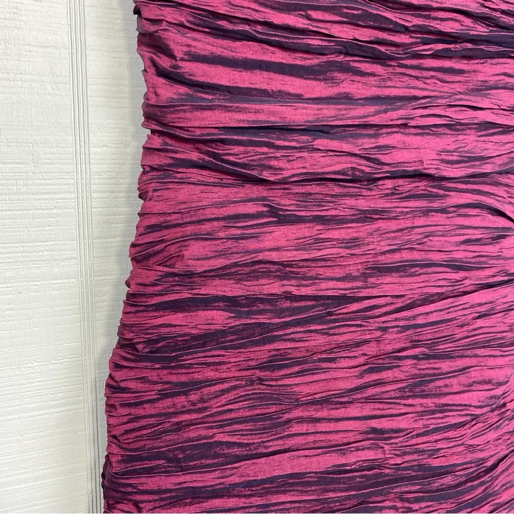 Ariella Burgundy Crinkled Ruched Straight Bodycon Dress Spaghetti Strap S - Image 2