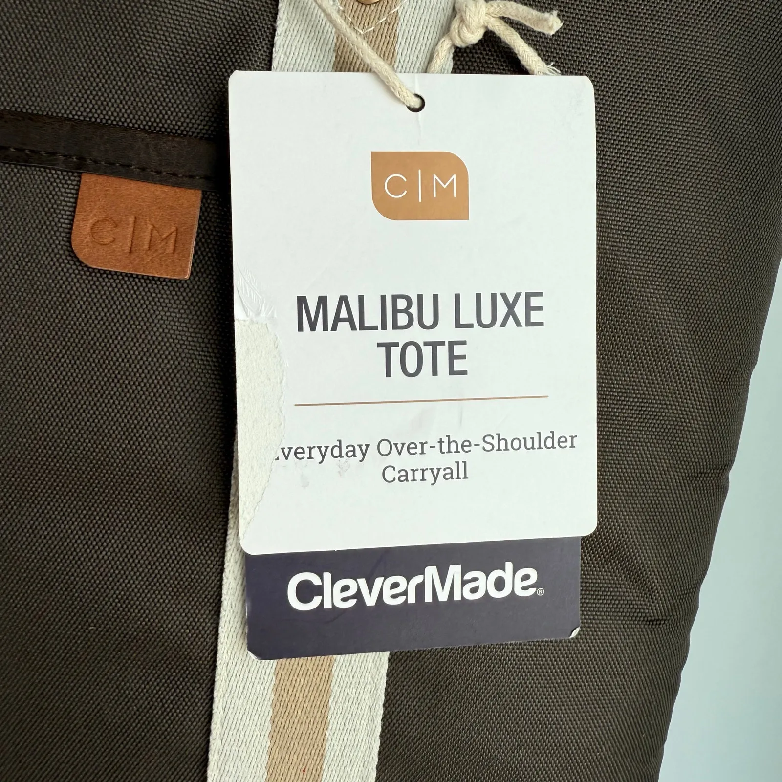 CleverMade Malibu Luxe Tote Bag Structured Shoulder Bag w/ 15” Laptop Sleeve Brown - Image 4