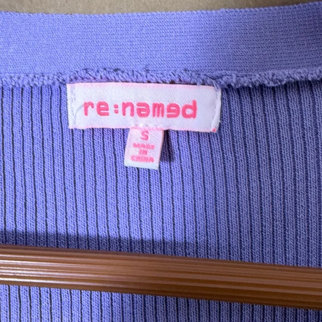 re:named Ribbed Sweater Button Front Cardigan V-Neck Long Sleeve Size Small - Image 2