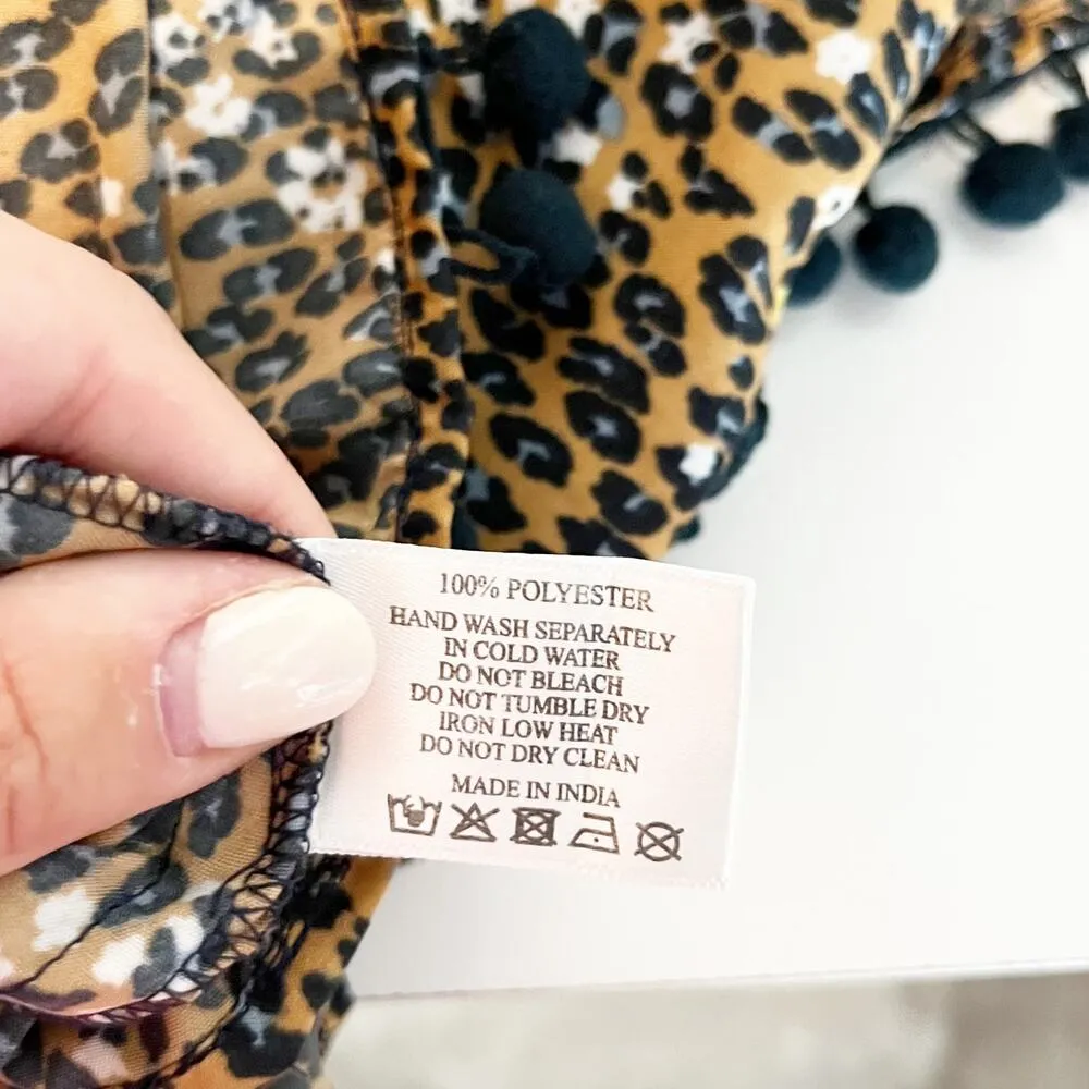 America & Beyond 3/4 Sleeve Leopard Print Mini Dress Brown Black XL - Image 4