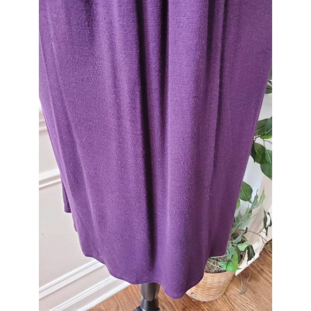 Pink Rose Women's Purple Rayon Scoop Neck Short Sleeve Knee Length Dress Large - Image 4