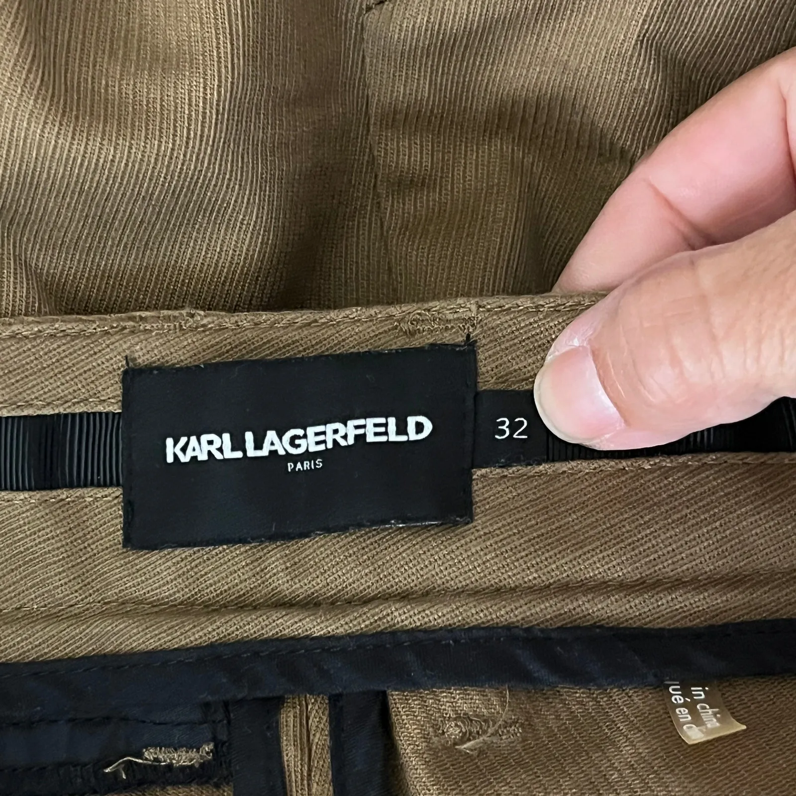 Karl Lagerfeld Women's Khaki Straight Leg Utility Cargo Pants Size 32 - Image 3