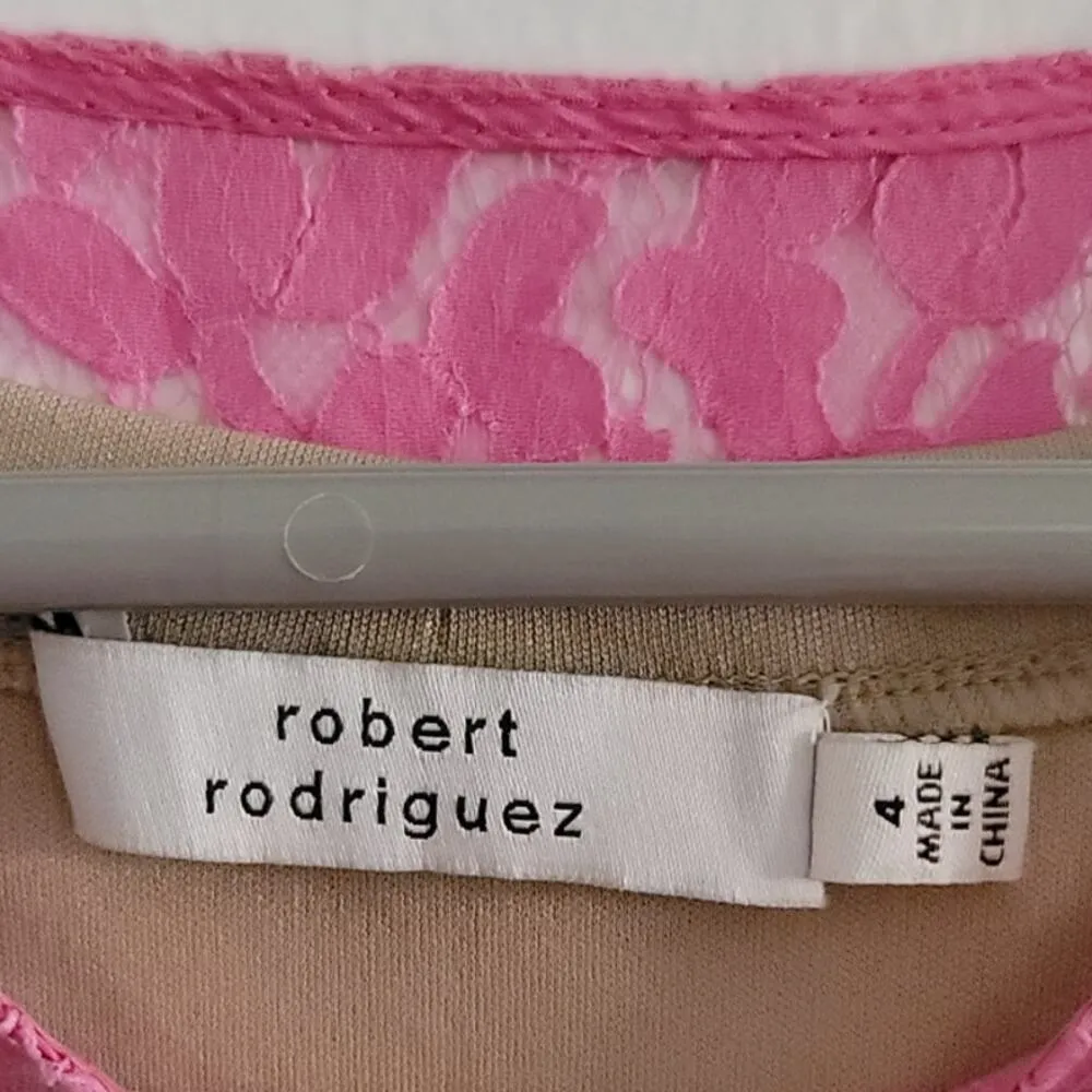 Robert Rodriguez Must Have Lace Tee Boxy Top Pink 4 - Image 5