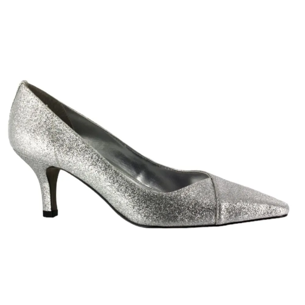 Easy Street Heels Easy Street Women's Chiffon Pump Silver Glitter Size 7 M NEW - Image 2