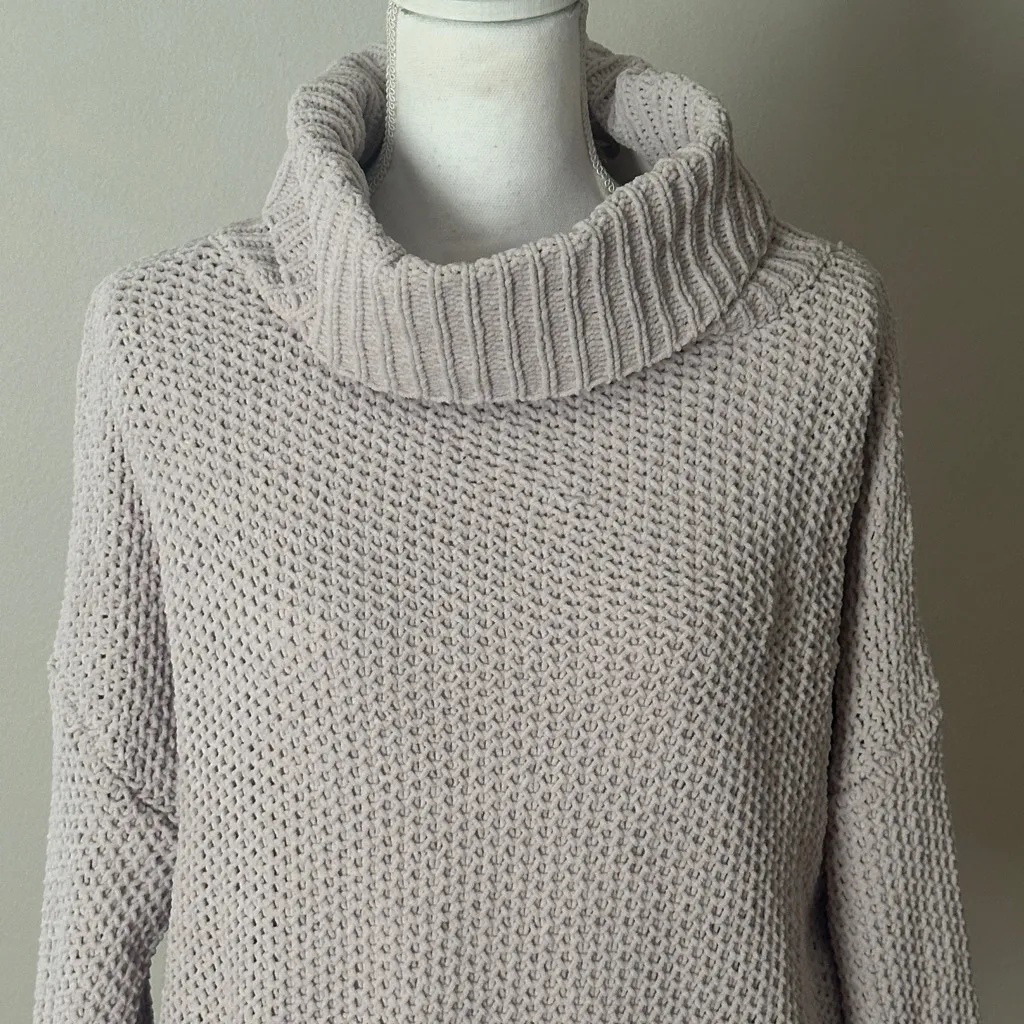 In Loom Boutique Cream/Gray Cowl Mock Neck Long Sleeve Sweater NWT - Image 5