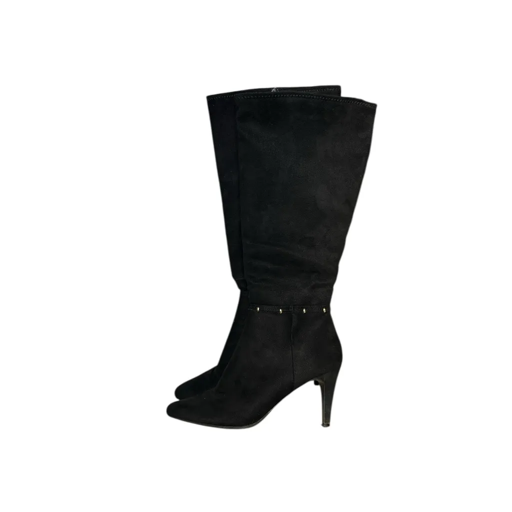 Impo Stretch Sass women's knee-tall studded zipper boots in black faux suede - Image 8