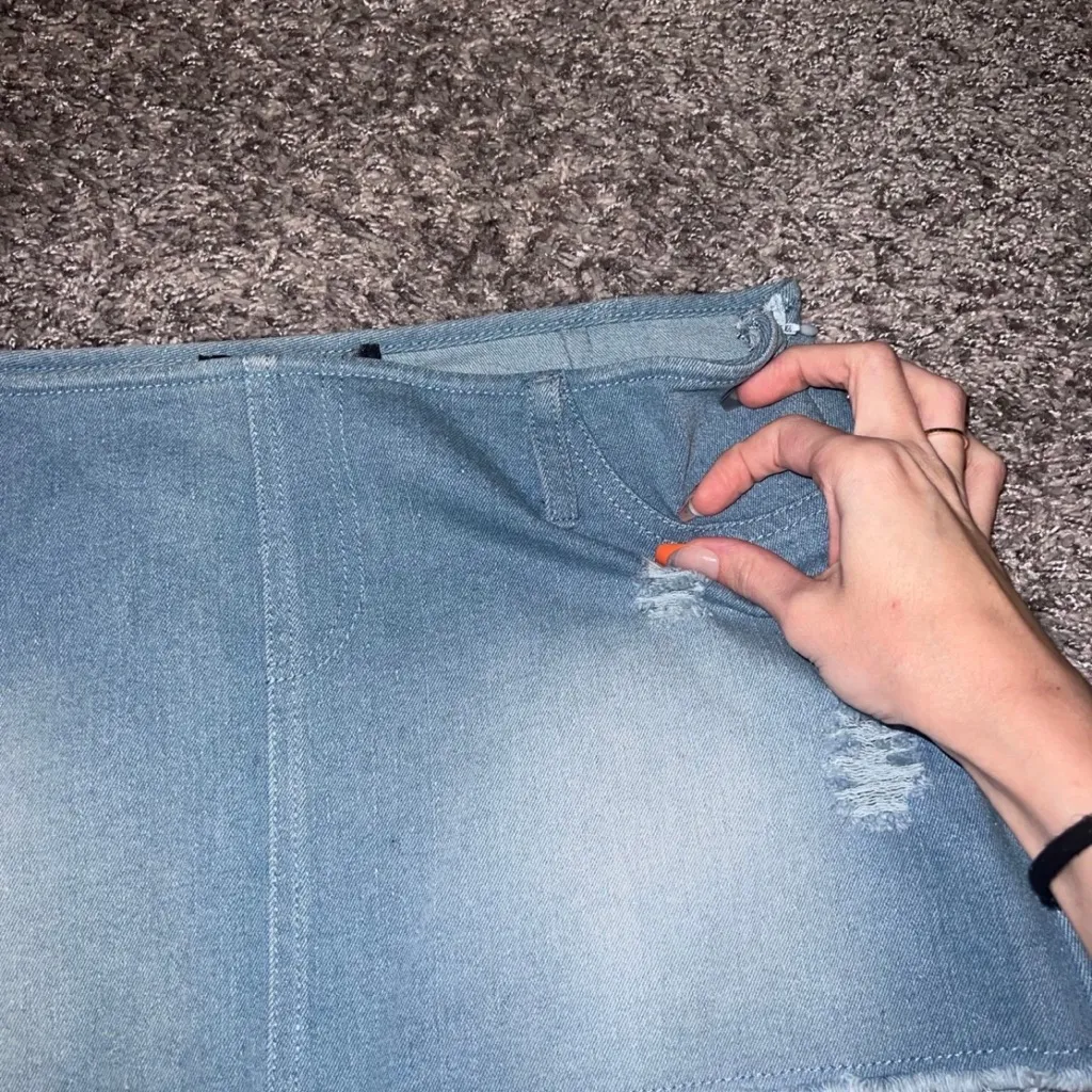 Dolls Kill Light Blue Distressed Mini Skirt - Image 4