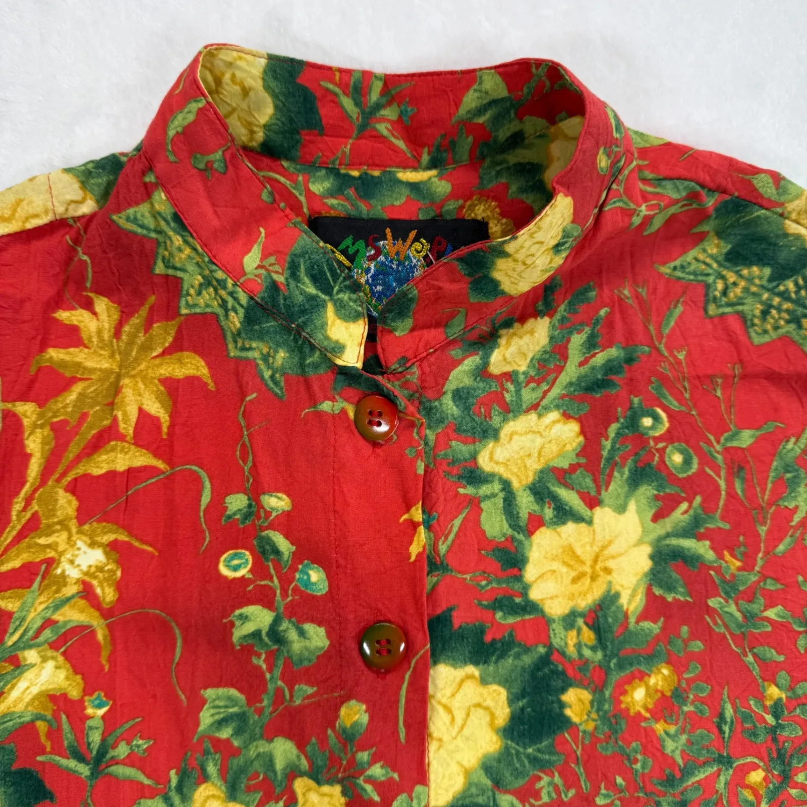 Jams‎ World Floral Hawaiian Shirt Limited Edition Red Yellow XS - Image 4