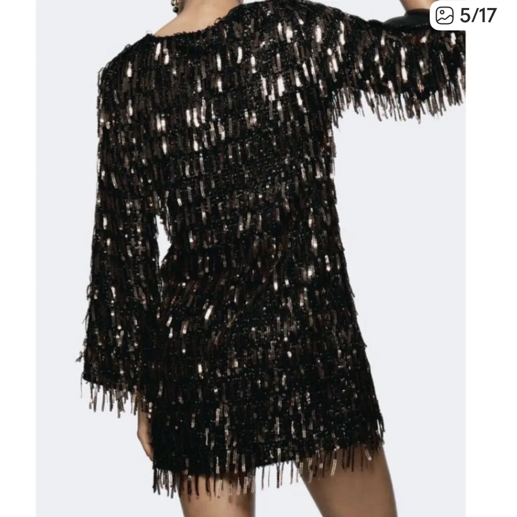 Zara Black and Bronze Sequin Dress - Image 5