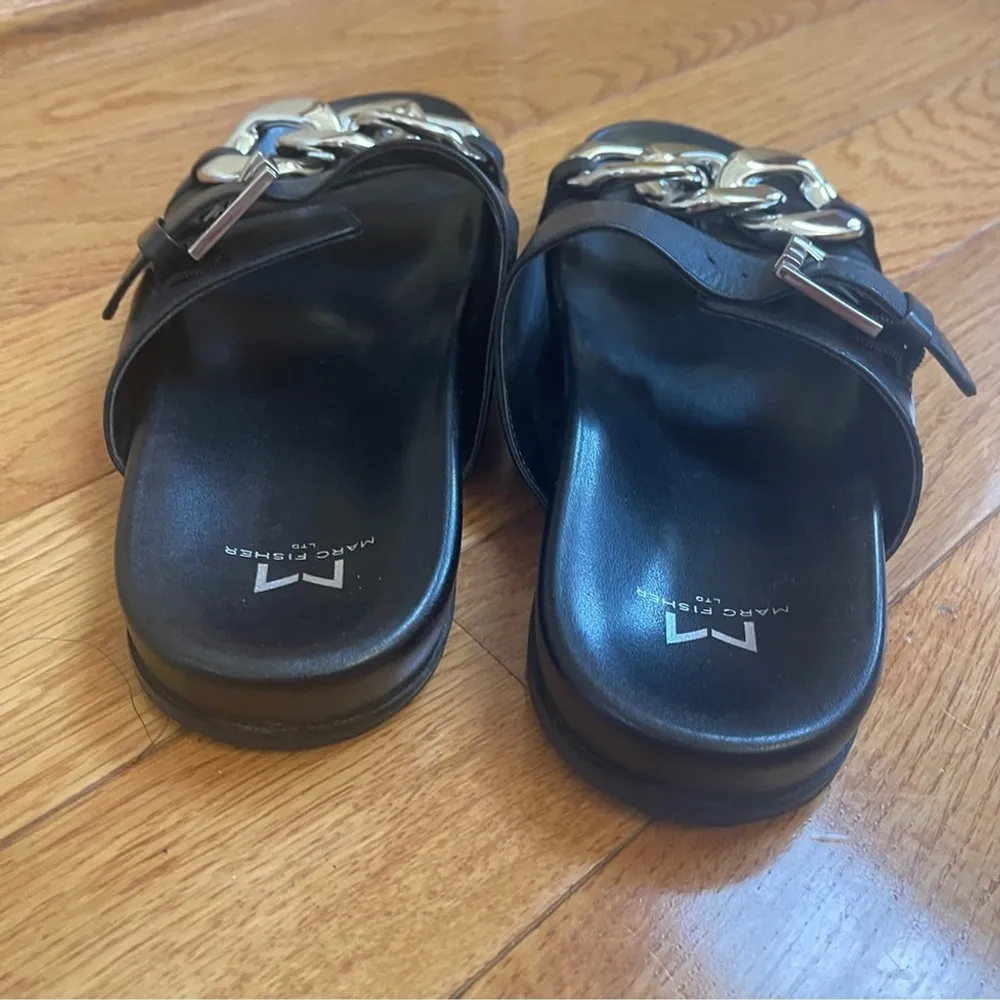 MARC FISHER Black Leather Fresno Slide Sandal Size 8M - Image 5