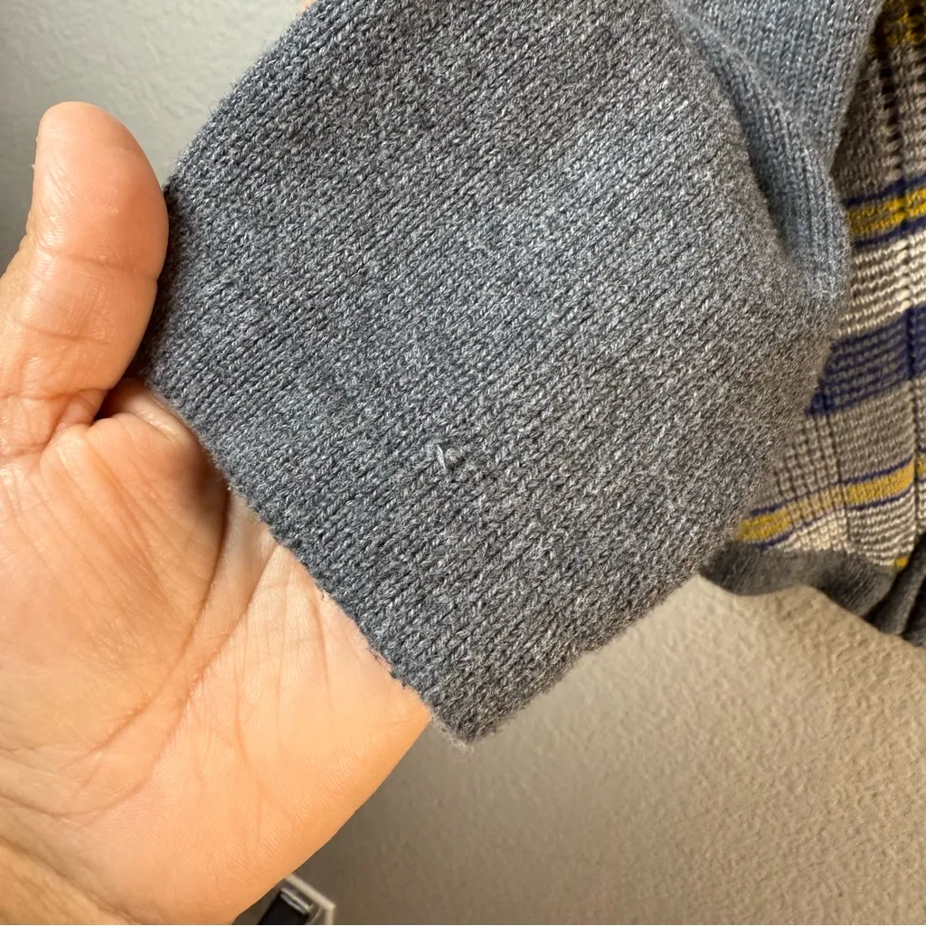 Talbots Gray and Blue Striped zip up sweater SZ:1X - Image 5