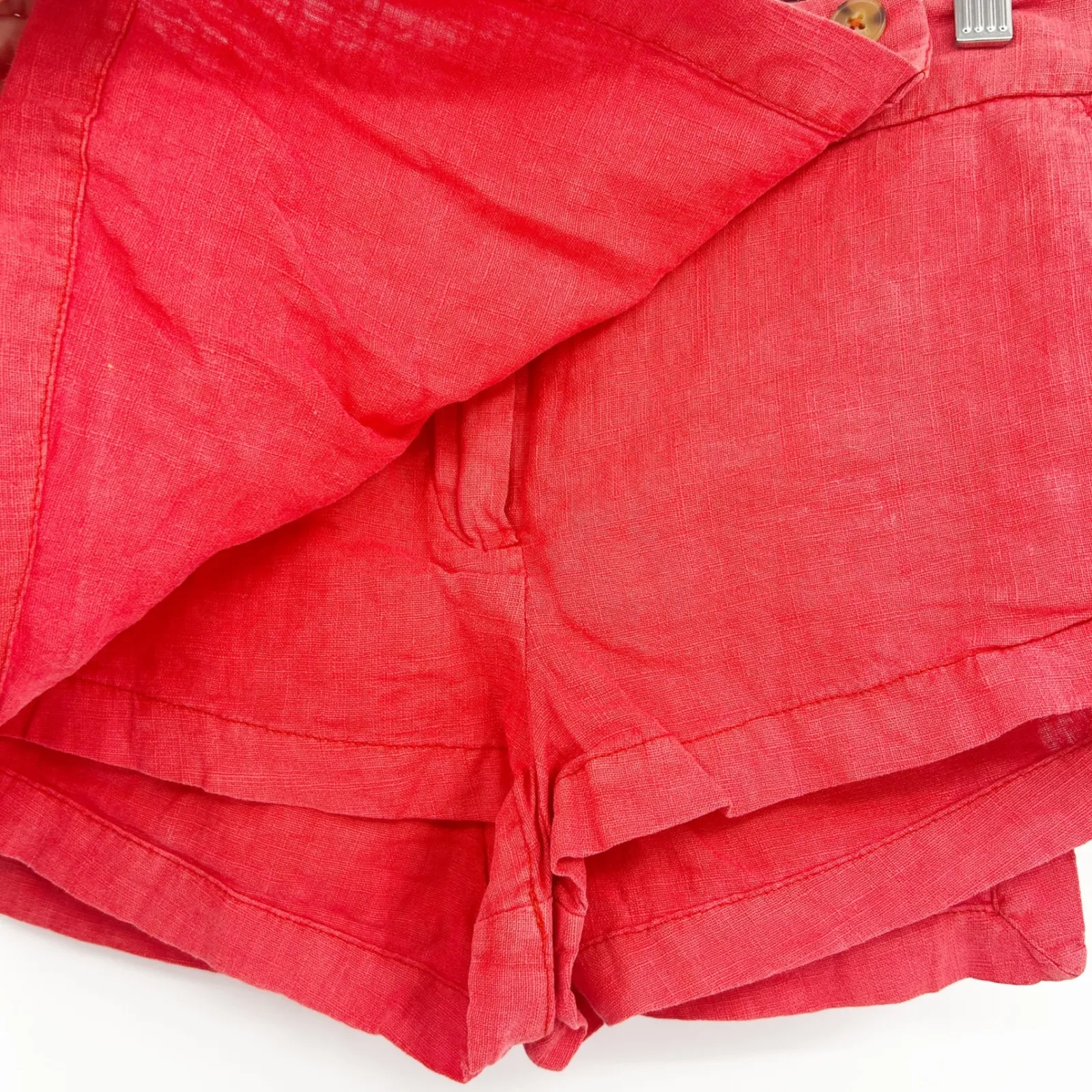 Free People Womens Johana Linen Skort Shorts Coral Low Rise Micro Mini Size 2 - Image 5