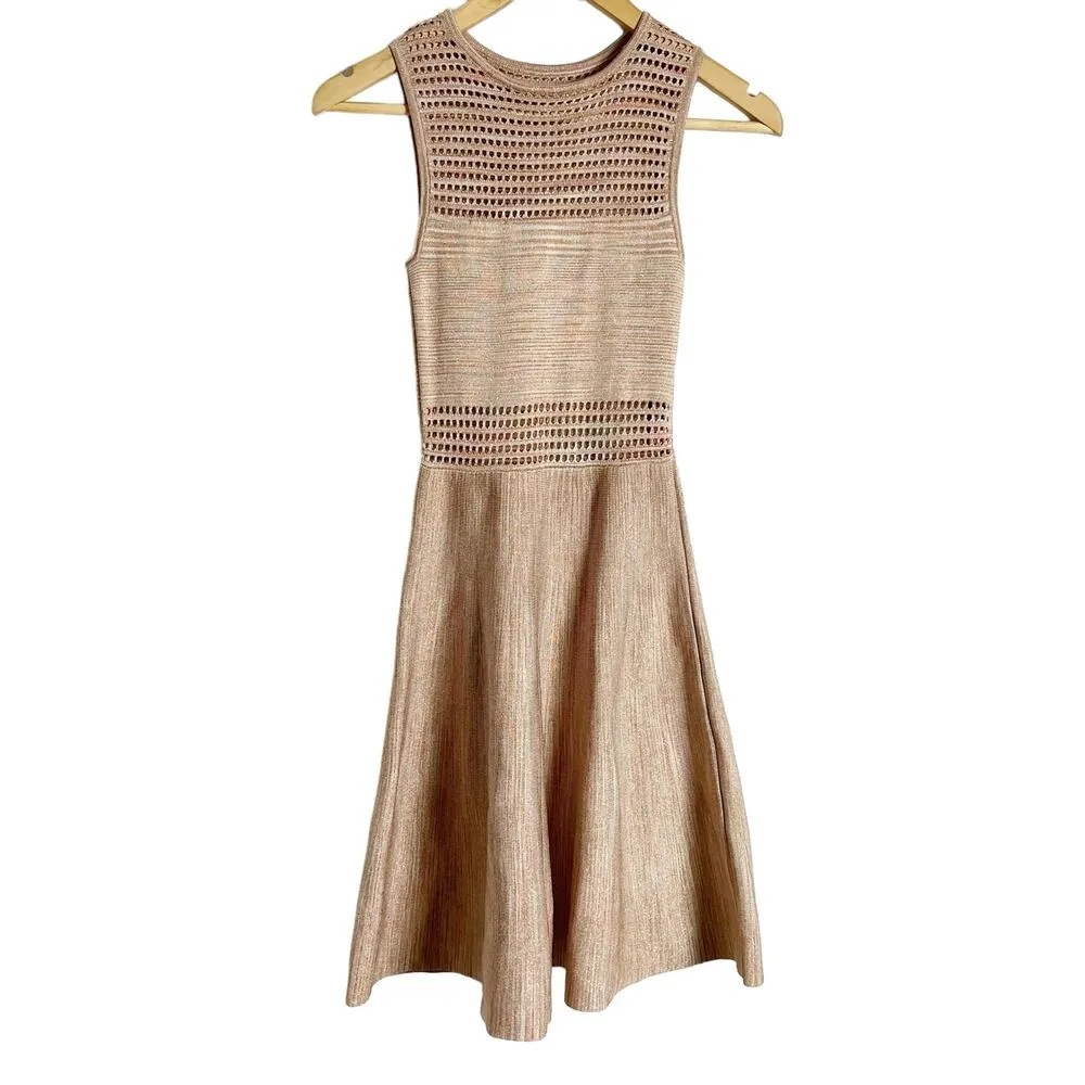 Torn by Ronny Kobo Mabel Space Dye Open Stitch Blush A-Line Mini Dress - Image 3