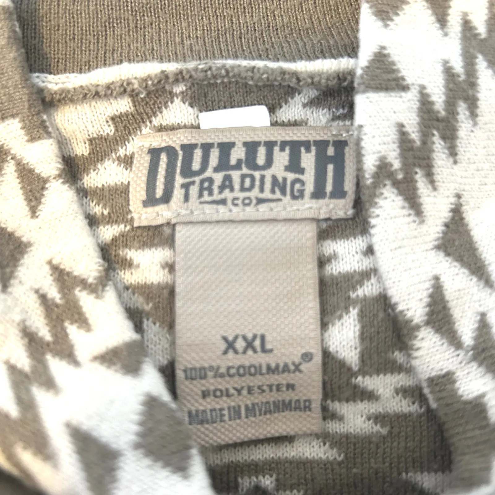 Duluth Trading Co Long Sleeve Fleece Mock Neck Geometric Print Top XXL Brown - Image 5