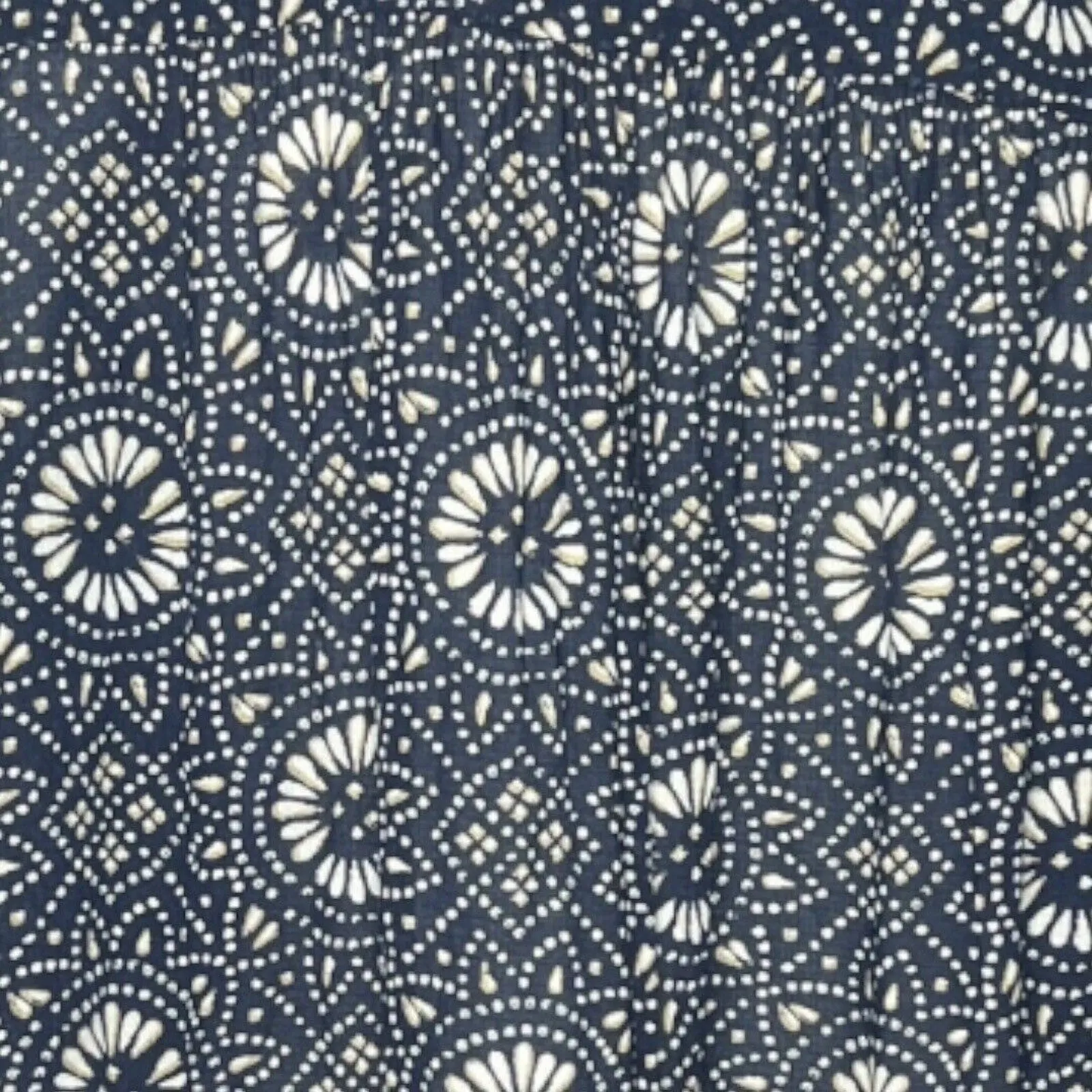 Lucky Brand Shirt Womens Medium Navy Blue Cream Floral Button‎ Up Boho Casual - Image 6