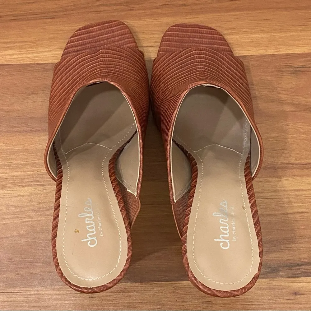 CHARLES by Charles David “Genie” Brown Embossed Faux Leather Sandals Size 8.5M - Image 9