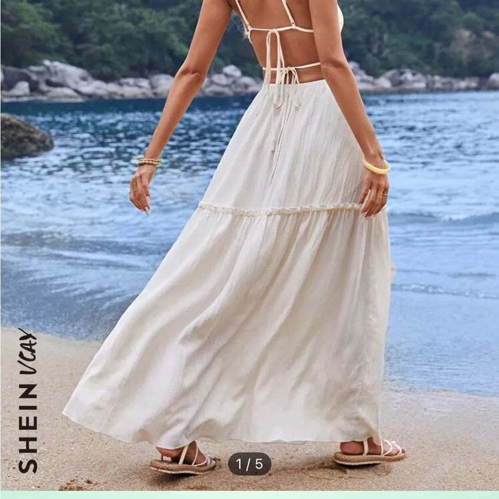 Tan/Cream Cutout Maxi Dress Tan Size L - Image 2