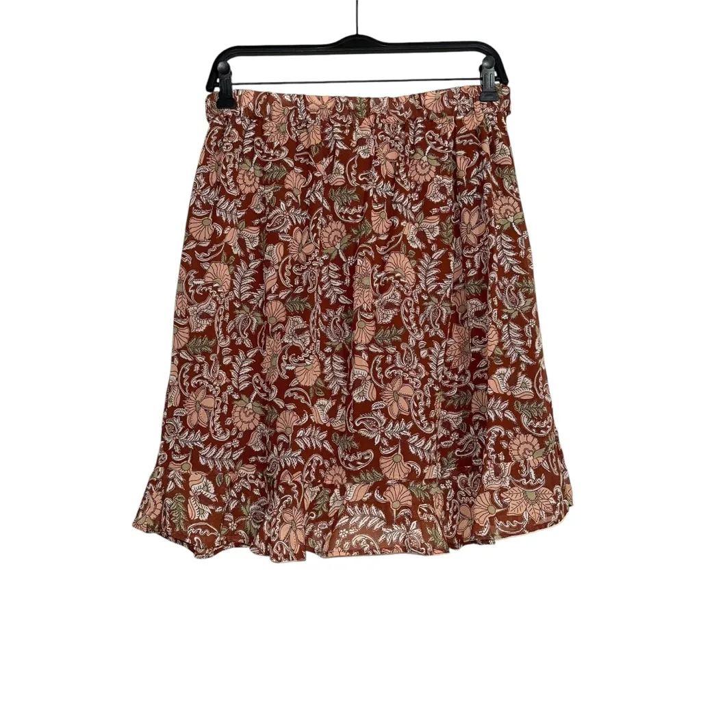 Anthropologie Luca Faux Wrap Printed Mini Skirt SMALL in Brown Motif - Image 3