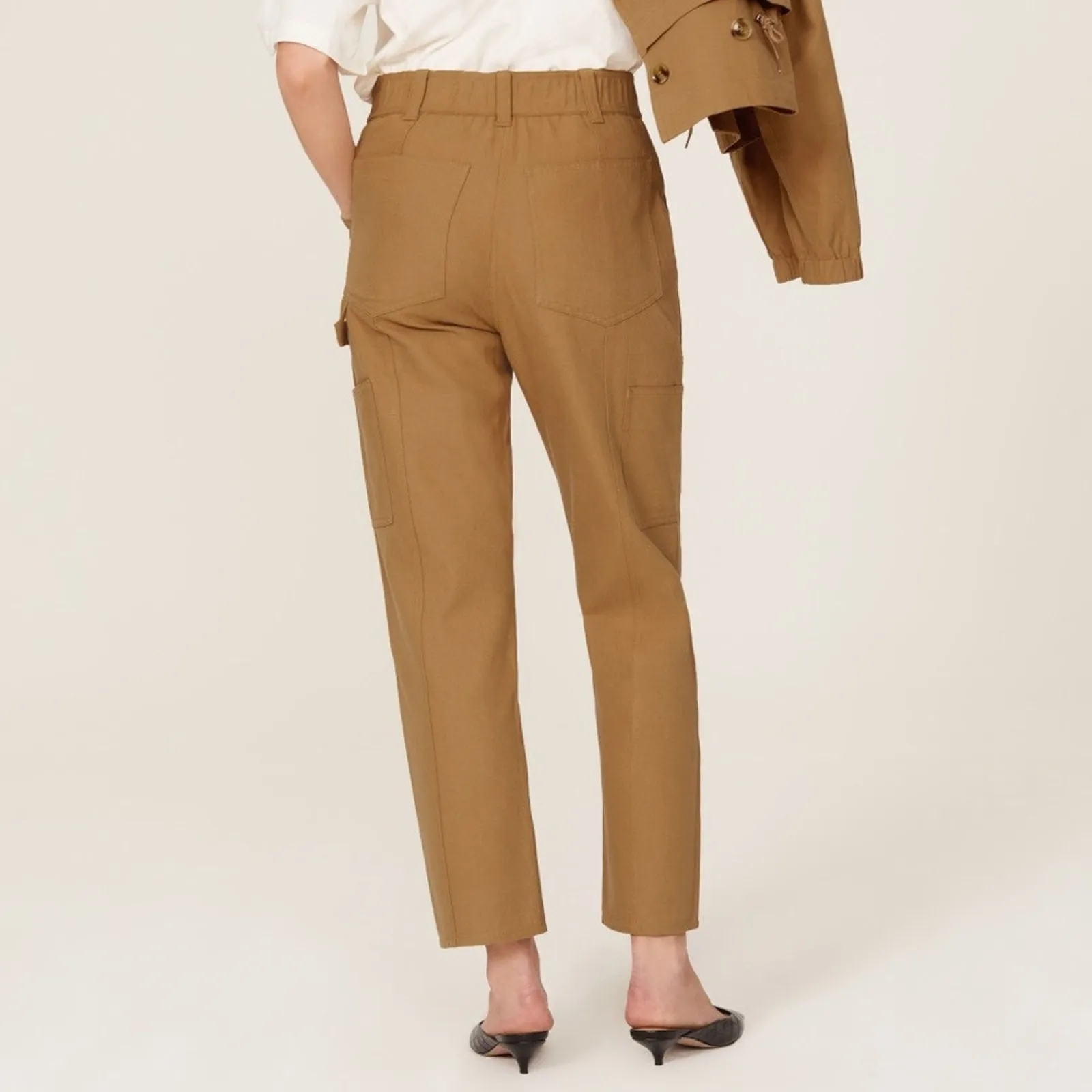 Thakoon Cargo Pants Straight Leg Twill Trouser Utility Twill Tan NWT $225 Size 4 - Image 3