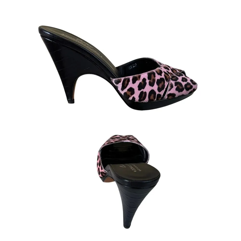 Donald Pliner Animal Gator Leather Hair Calf Shoe Platform Peep Toe NWT $325 Brown Size 5.5 - Image 4