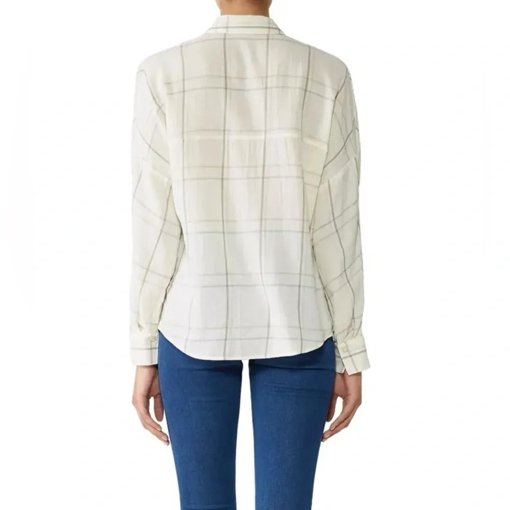 Vince bar‎ plaid popover in off white button down shirt - Image 4