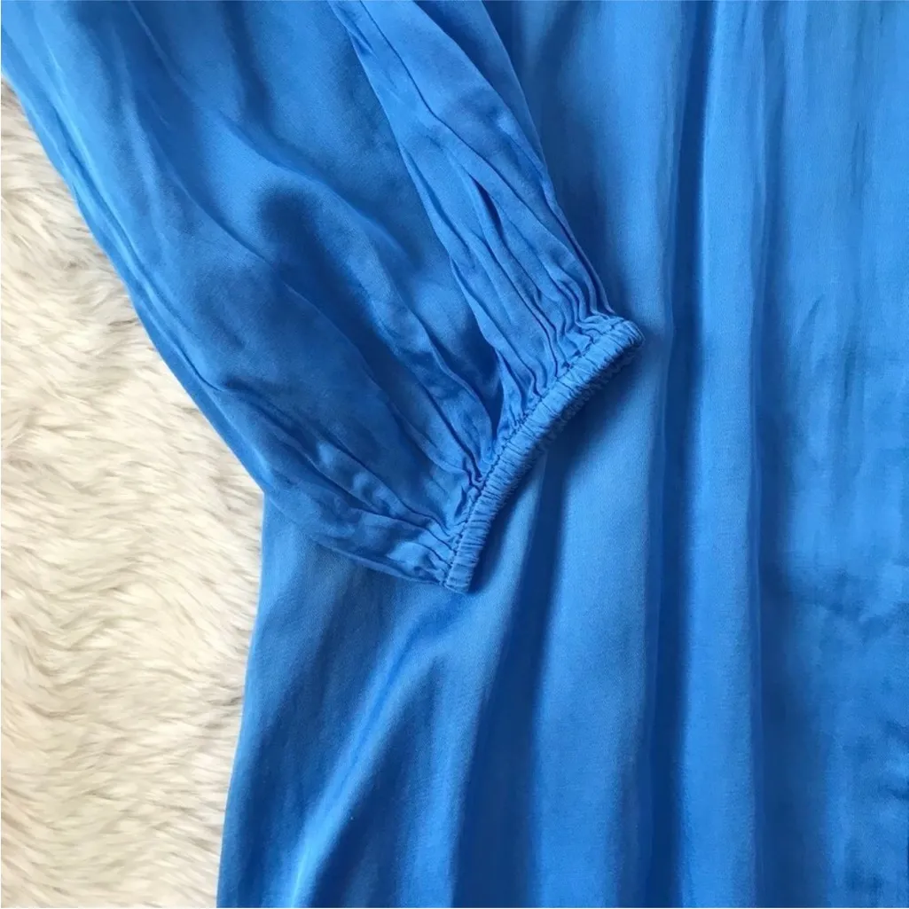 FREE PEOPLE Later Days Blue Button Front Long Sleeve Midi Dress Size 0‎ New - Image 11