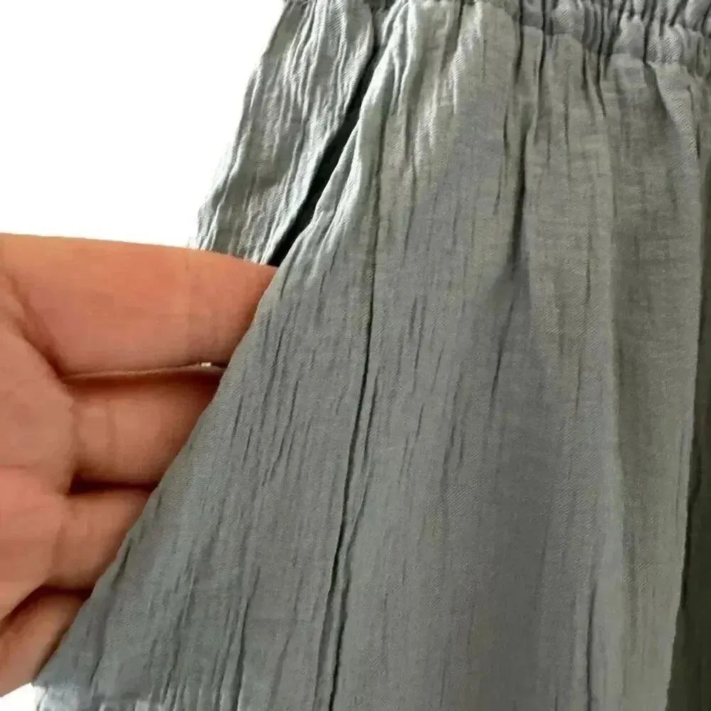 Zara Green Viscose Wide Leg Y2K  Drawstring Waist High Rise Pants SZ XS #2130 - Image 3