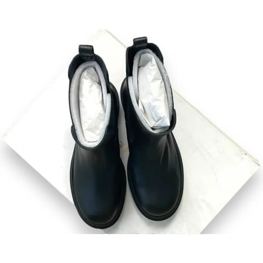 Good American Black Faux Leather Chelsea Lug Sole Pull On Combat Boots 11 NEW - Image 6