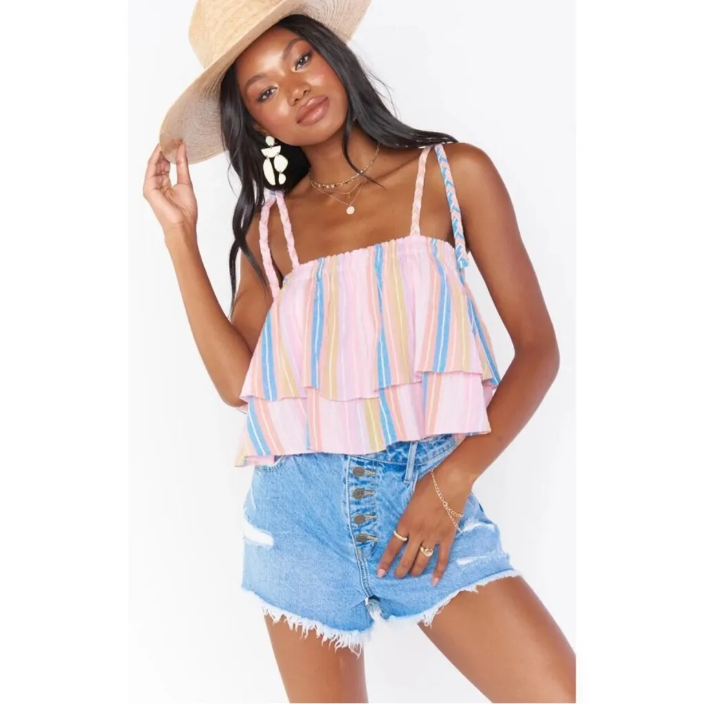 Show Me Your Mumu Paradise Stripe Set Klum Ruffle Top Serafina Pants - Image 3