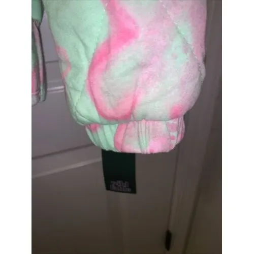 Wild Fable Green Pink Quilted Coat Jacket Zip Up Women's Size Large - Image 6