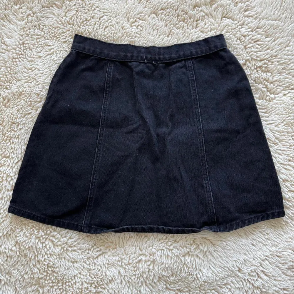 BDG Black Denim A-Line Skirt with Button Front - Size S - Image 2