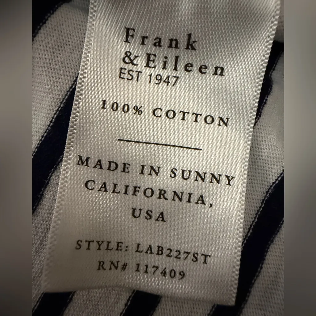 Frank & Eileen Patty Popover Henley Top Short Sleeve Shirt Striped Navy White - Image 6