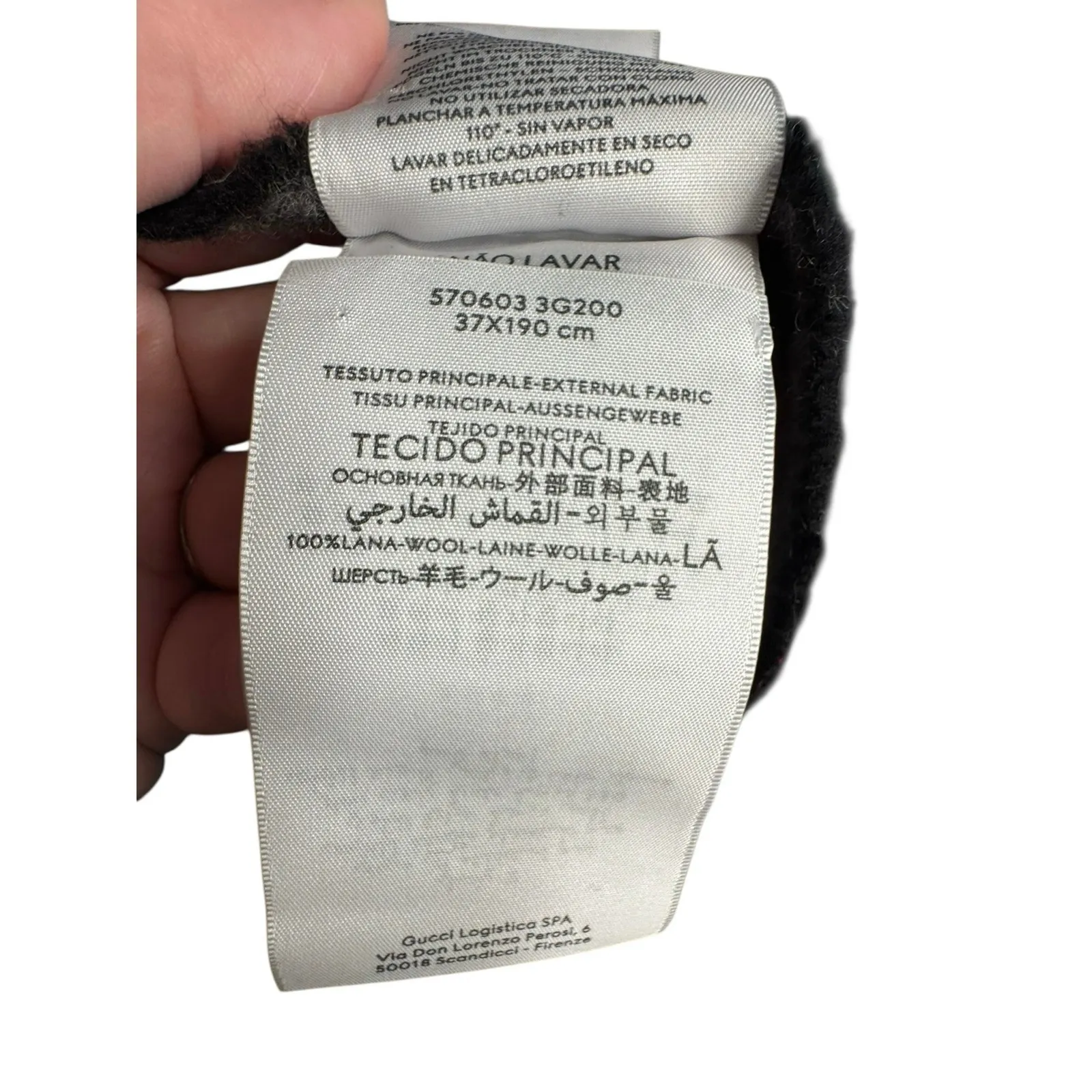 Gucci NWT Nikky Wool GG Monogram Web Stripe Scarf in Grey - Image 6