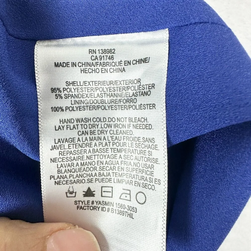 Dress The Population Yasmin Tiered Midi Dress Size XXL Peplum Blue Wedding Guest - Image 8