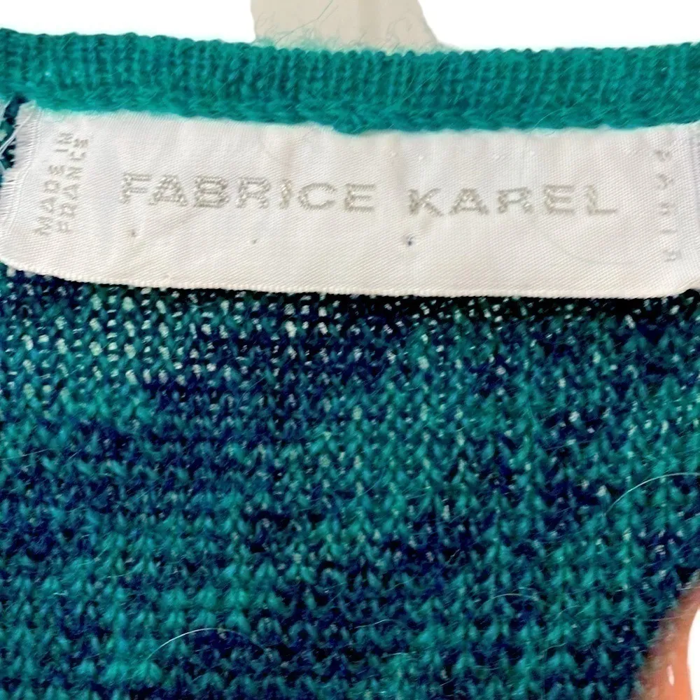Fabrice Karel emerald green and midnight blue wool blend knit sweater. Size S/M. - Image 5