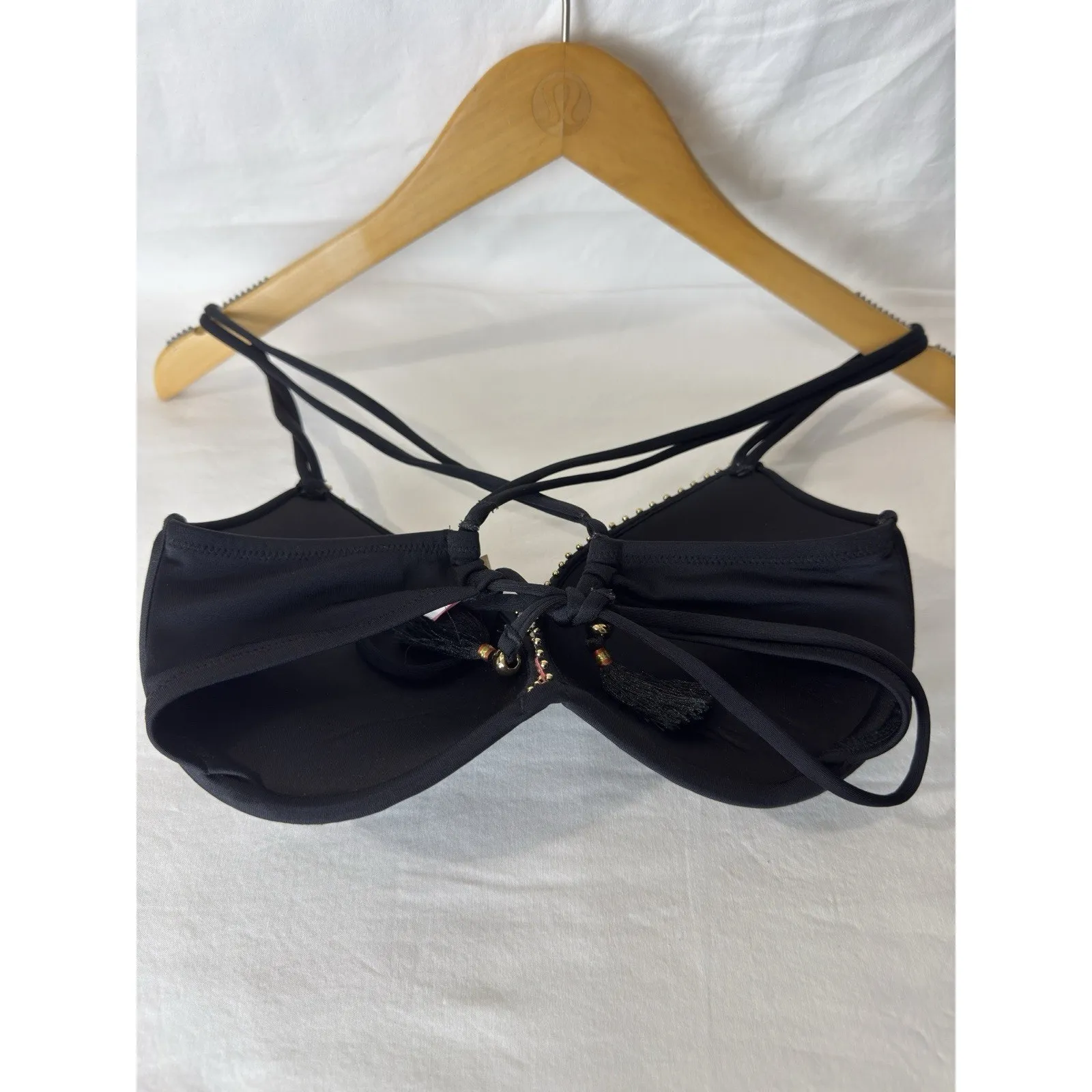 Victorias Secret The Gorgeous Padded Push Up Bikini Top 32D Black Embellished - Image 8