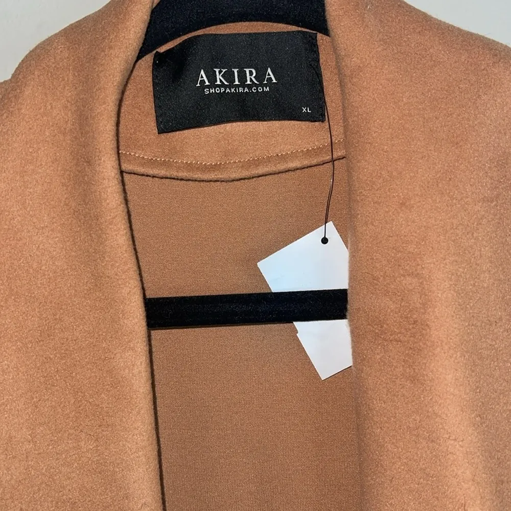 Akira  Camel Faux Suede Open Trench Coat - Image 3