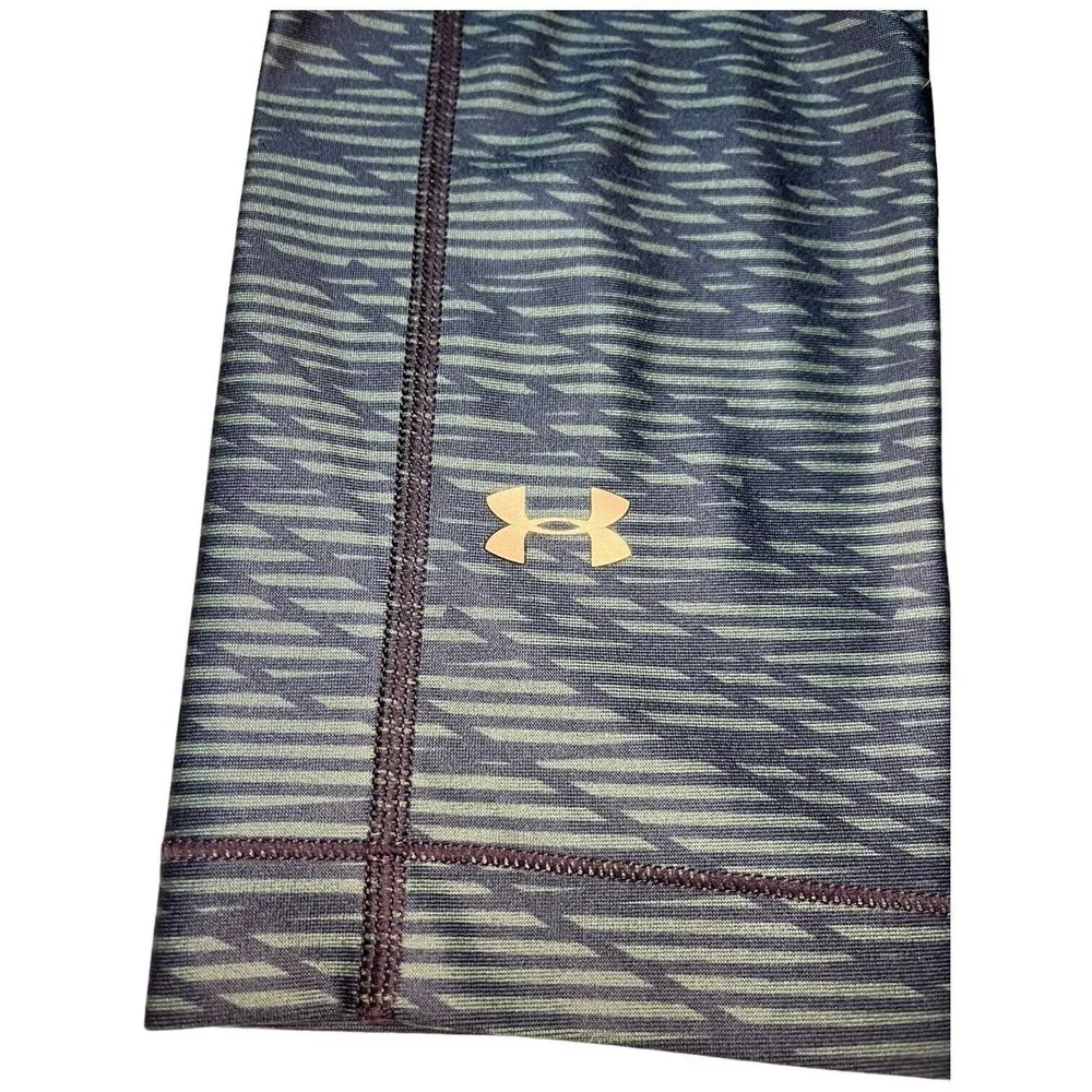 Under Armour Pants Womens Small Capri Leggings Heat Gear Printed Teal Green - Image 9