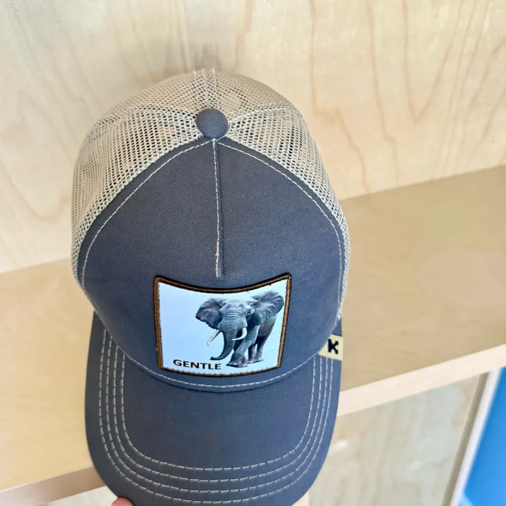 Kenny K Signature Elephant Trucker Hat Cap, Gentle Giant | One Size Gray - Image 2